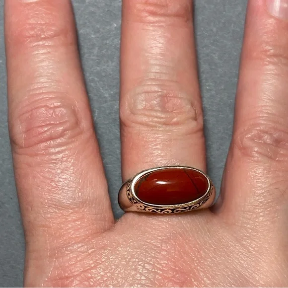 Vintage sterling silver red jasper ring size 8 - Picture 5 of 8
